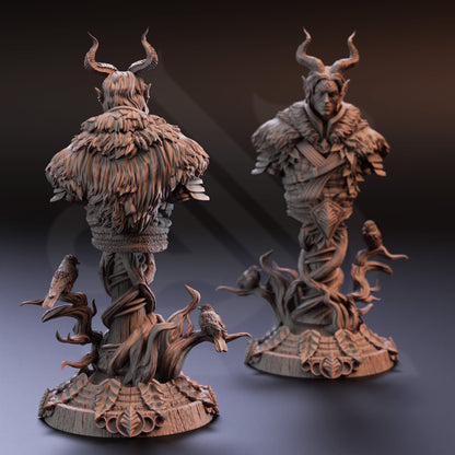 BUST - Garyck - 120mm tall - Tiefling Druid Guardian - figure print 3d 12k miniature Gift Idea | Dungeons and Dragons | Tabletop | DM Stash