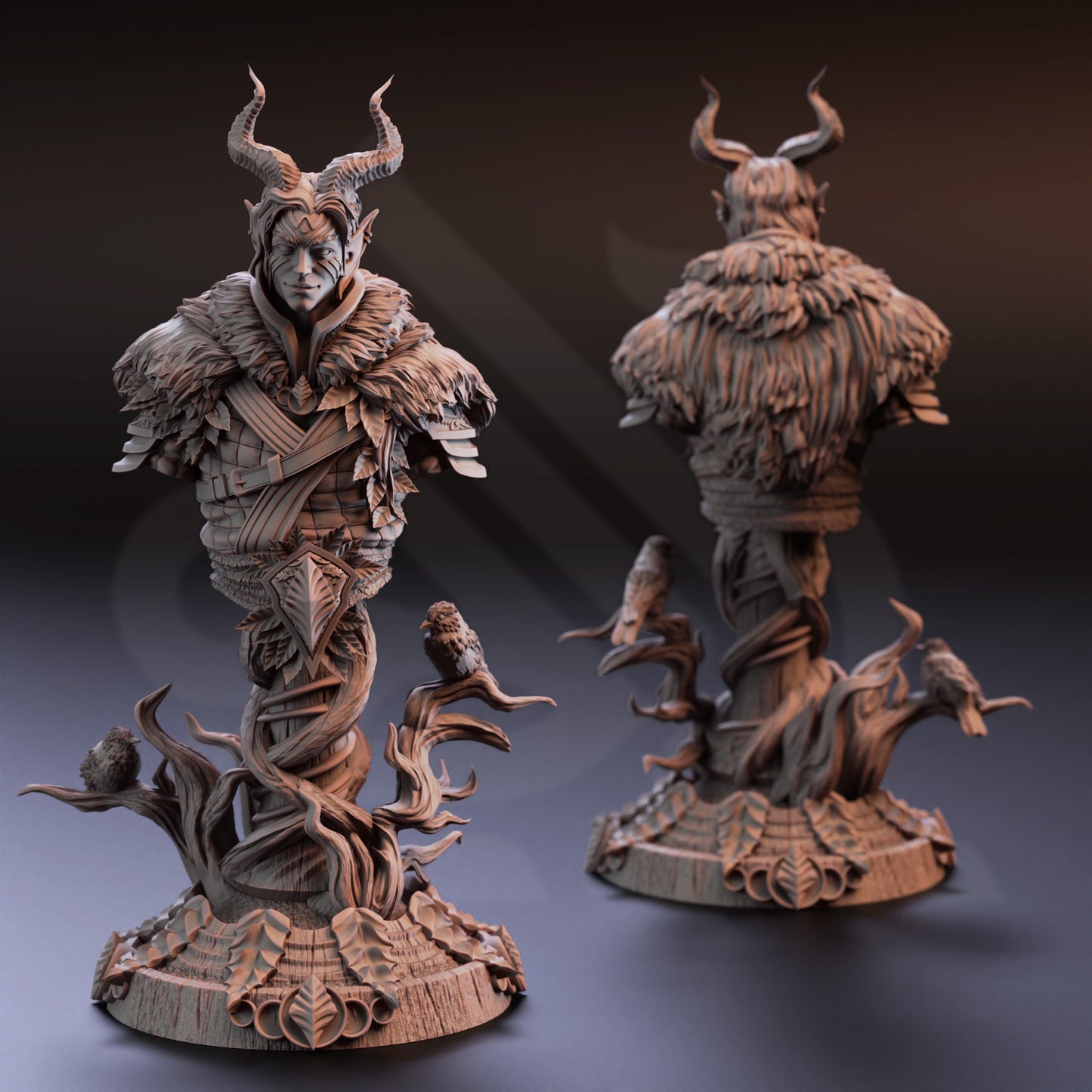 BUST - Garyck - 120mm tall - Tiefling Druid Guardian - figure print 3d 12k miniature Gift Idea | Dungeons and Dragons | Tabletop | DM Stash