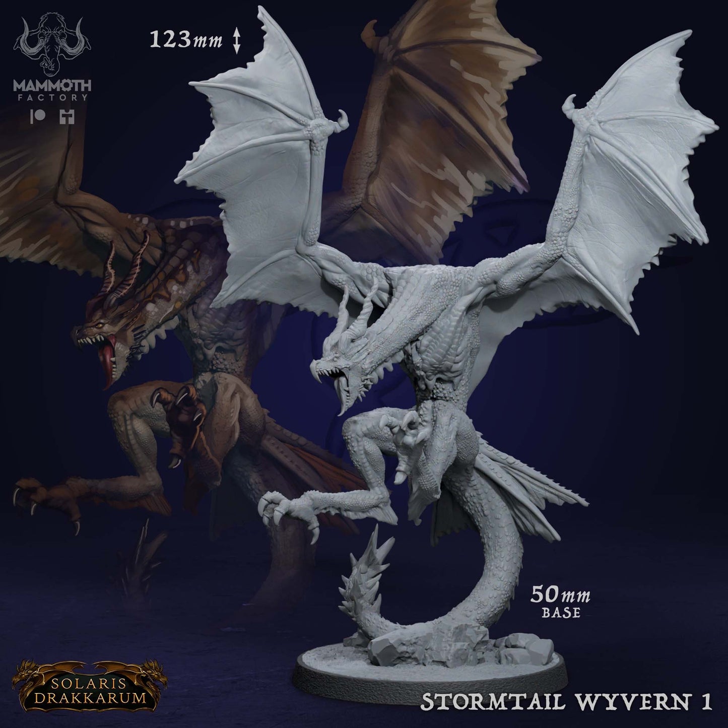 Stormtail Wyvern - Wyrn Drake Figure 12k 14k + BONUS Print 3D RPG Miniature Gift Idea mini | Dungeons & Dragons | Tabletop | Mammoth