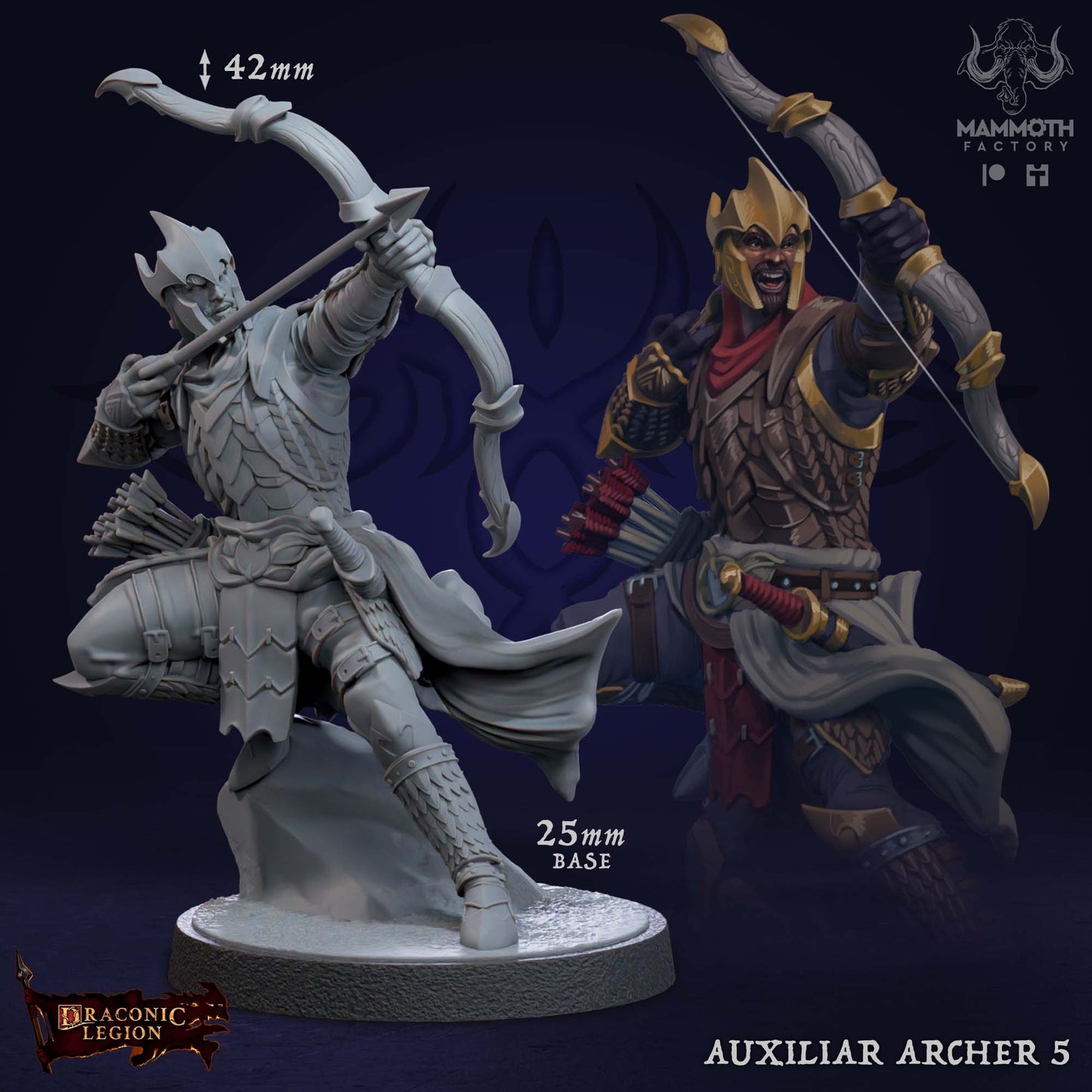 Auxilliar Archer Warband Warriors Bundle 6 Figs 12k 14k + BONUS Print 3D RPG Miniature Gift Idea mini  Dungeons & Dragons Tabletop Mammoth