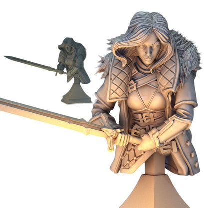 BUST - Talassa Female Warrior Statue 105mm tall figure print 3d 12k miniature Gift Idea | Dungeons and Dragons | Tabletop | Mammoth Factory