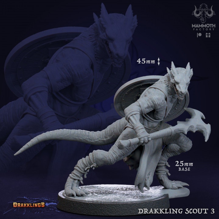 Drakkling Scout Warband Bundle 8 Figures 12k 14k + BONUS Print 3D RPG Miniature Gift Idea mini | Dungeons & Dragons | Tabletop Mammoth