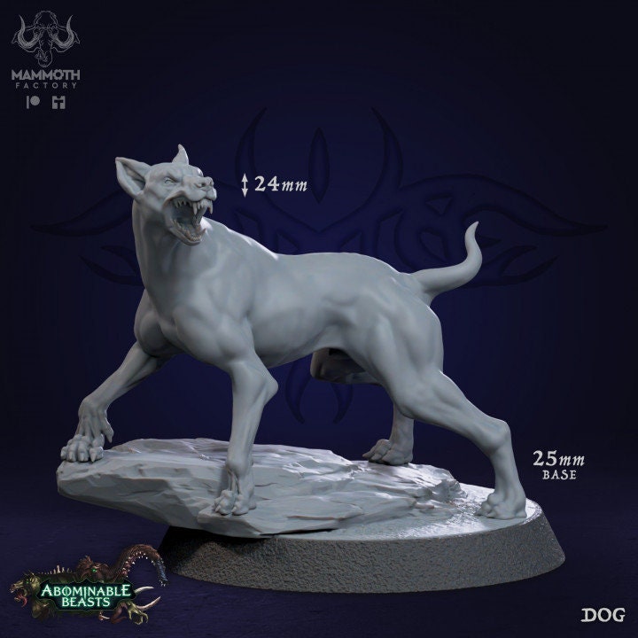 Animals Pack -Dog, Boar, Giant Rat 3 Figures 12k + Base Print 3D RPG Miniature Gift Idea mini | Dungeons & Dragons  Tabletop Mammoth Factory