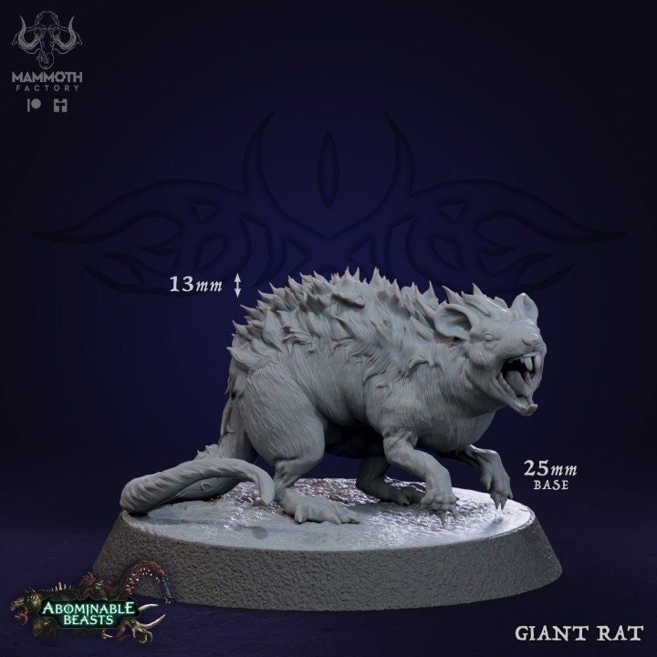 Animals Pack -Dog, Boar, Giant Rat 3 Figures 12k + Base Print 3D RPG Miniature Gift Idea mini | Dungeons & Dragons  Tabletop Mammoth Factory