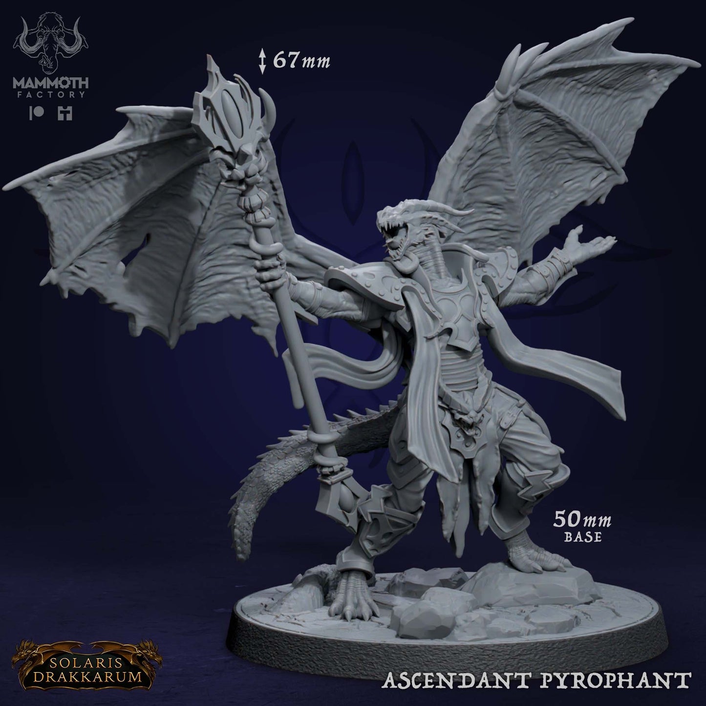 Pyrophant - Dragon Knight Dragonborn Figure 12k 14k + BONUS Print 3D RPG Miniature Gift Idea mini | Dungeons & Dragons | Tabletop | Mammoth