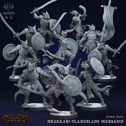 Drakkari Flamebaldes Warband Bundle : 8 figurines (12 000 $, 14 000 $) + BONUS ! Miniature 3D imprimée pour RPG, idée cadeau | Donjons et Dragons | Mammoth sur table