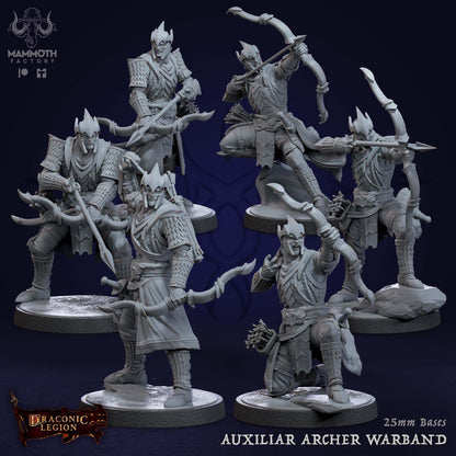 Archer auxiliaire Warband Warriors Bundle 6 Figs 12k 14k + BONUS Imprimer 3D RPG Miniature Idée cadeau mini Donjons &amp; Dragons Tabletop Mammoth