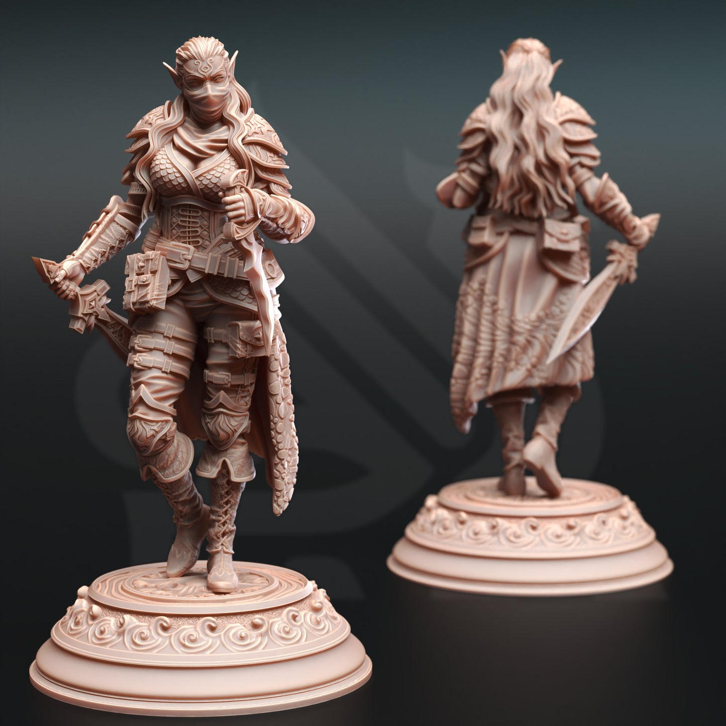 Hali - Water Genasi Rogue Assassin 32mm Figure + BONUS print 3d 12k miniature Gift Idea TTRPG | Dungeons & Dragons | Tabletop | DM Stash