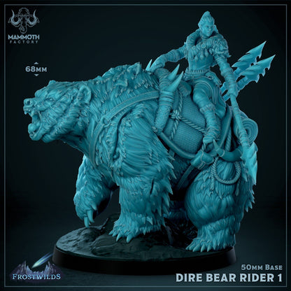 Dire Bear Raiders Warrior 3 Poses BIG 3D printed miniature detail view tabletop RPG