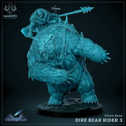 Dire Bear Raiders Warrior 3 Poses BIG DnD miniature 3D printed resin tabletop RPG figure front view