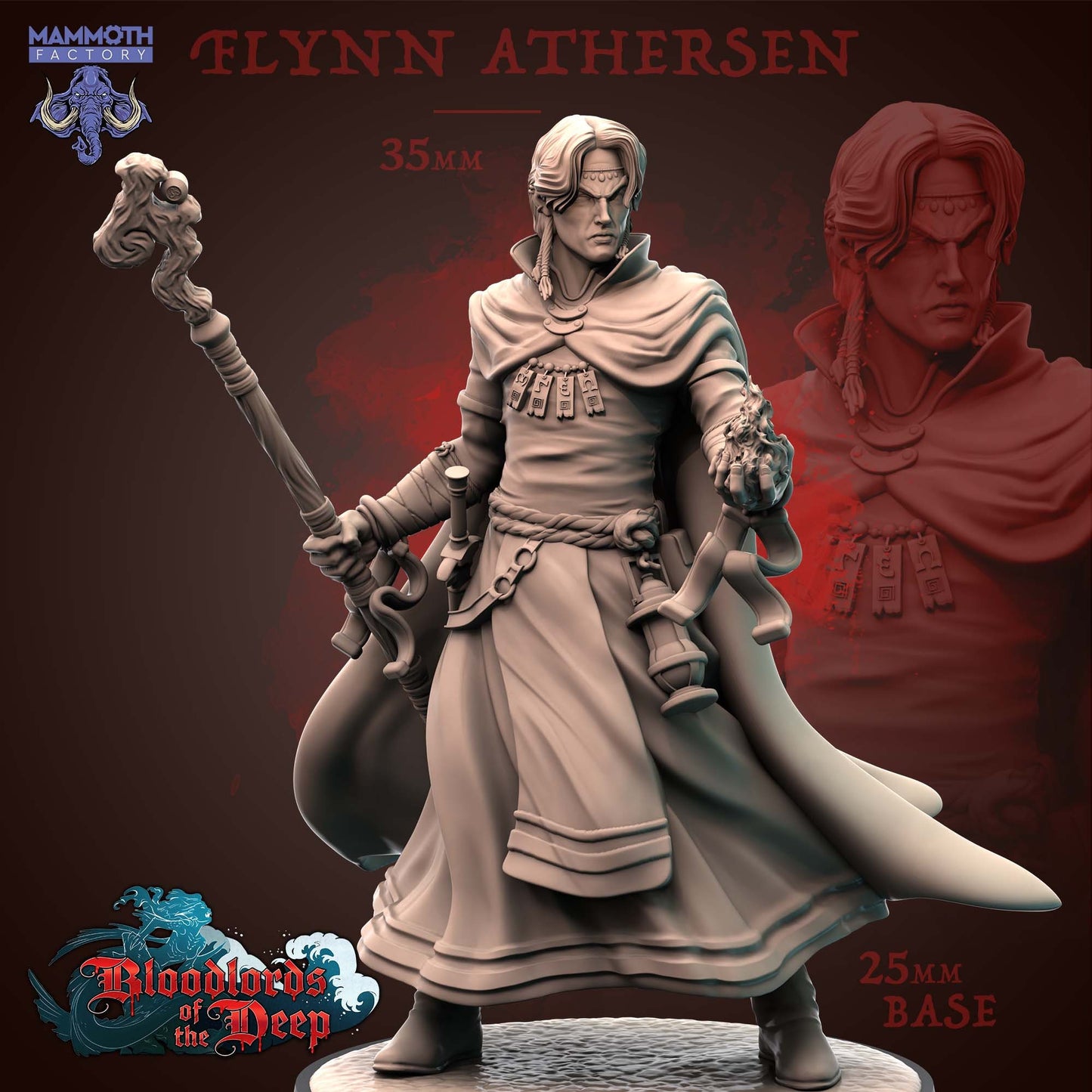 Flynn the Sorcerer Blood Mage Fire Figure 12k 14k + BONUS Print 3D RPG Miniature Gift Idea mini | Dungeons & Dragons | Tabletop | Mammoth