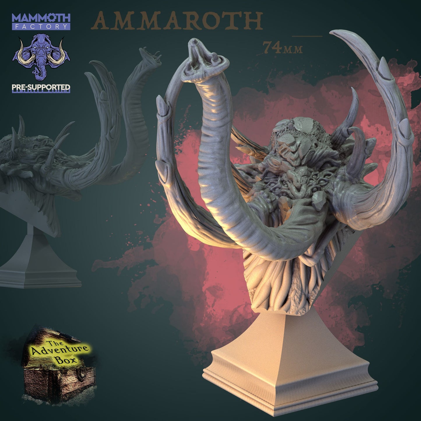 BUST - Ammorth Mammoth Monster Statue 94mm tall figure print 3d 12k miniature Gift Idea | Dungeons and Dragons | Tabletop | Mammoth Factory