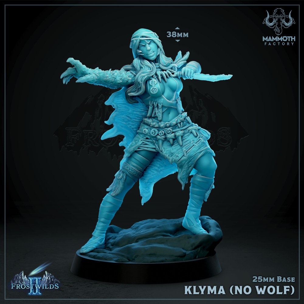 Klyma - Human The Soul Whisperer Figure DND 14k + BONUS Print 3D RPG Miniature 3D printed miniature detail view tabletop RPG