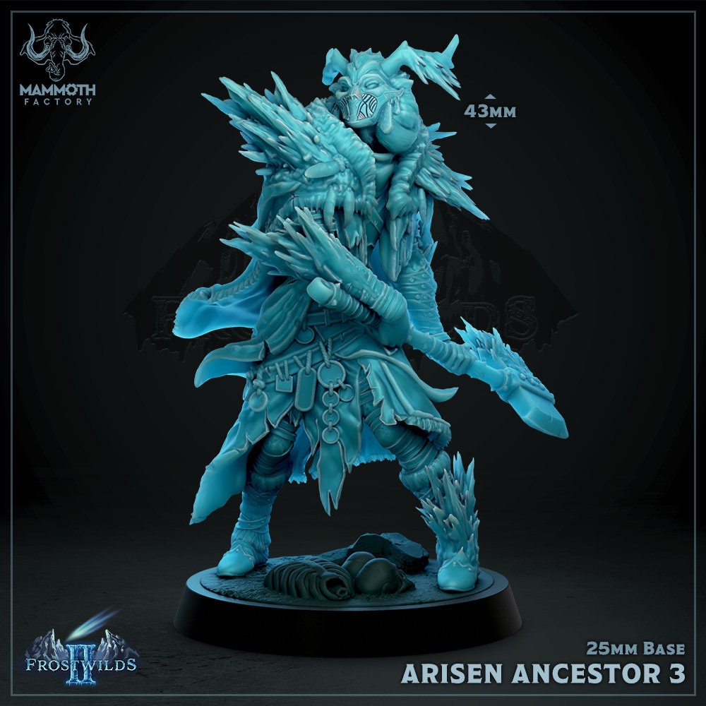 Ancestor 3 Ice Berserker Axe Figure DND 14k + BONUS Print 3D RPG Miniature Gift Idea mini | Dungeons n Dragons D&D | Tabletop | Mammoth