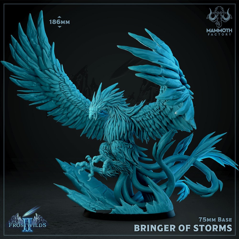 Ice Storm Phoenix Huge Beast Figure DND 14k + BONUS Print 3D RPG Miniature Gift Idea mini | Dungeons n Dragons D&D | Tabletop | Mammoth