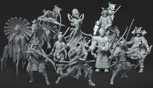 Set of 10 Samurai Figures Bundle Figures 12k 14k + BONUS Print 3D RPG Miniature Gift Idea mini | Dungeons & Dragons | Tabletop RN Estudio