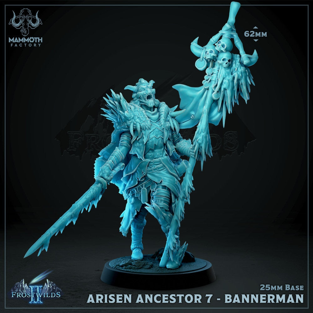 Ancestor 6 Leader Banner Fighter Figure DND 14k + BONUS Print 3D RPG Miniature Gift Idea mini | Dungeons n Dragons D&D | Tabletop | Mammoth