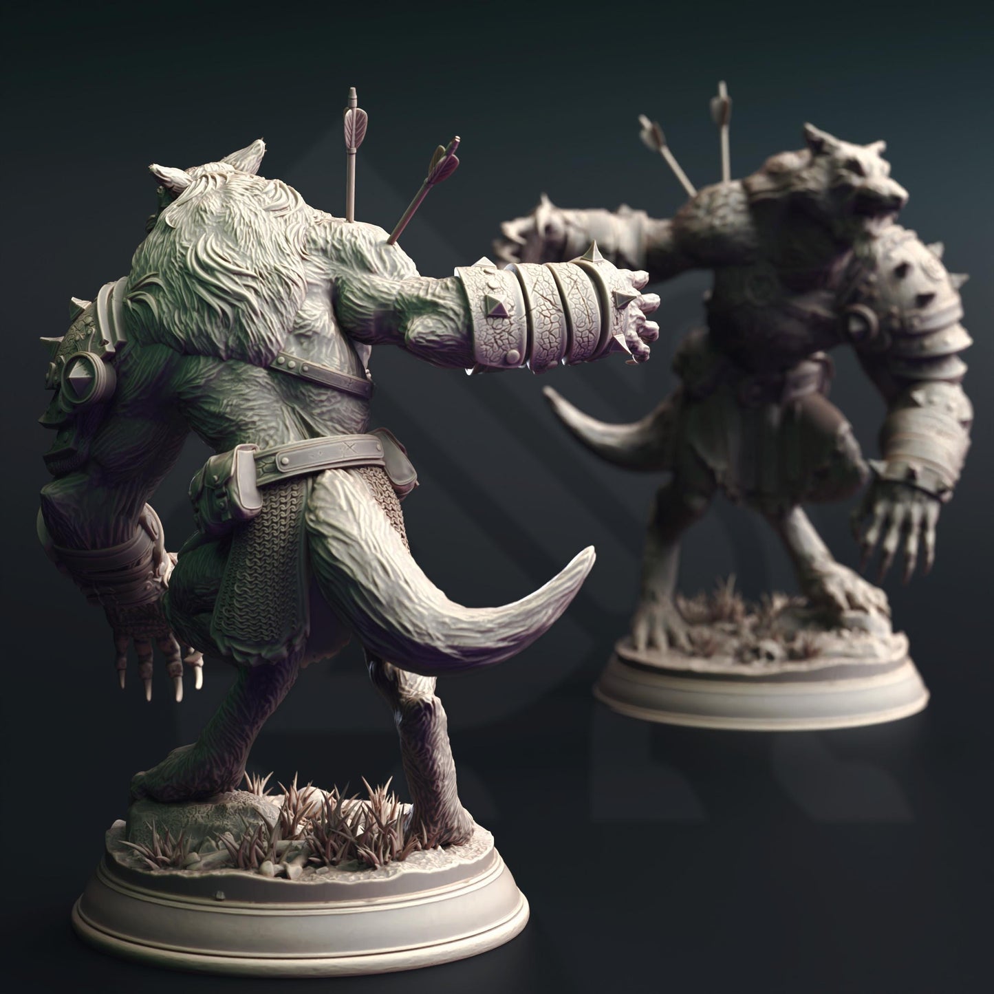 Werewolf Warriors Beasts Animals Figure 14k + Base Print 3D RPG Miniature Gift Idea mini | Dungeons & Dragons DND Tabletop | DM Stash