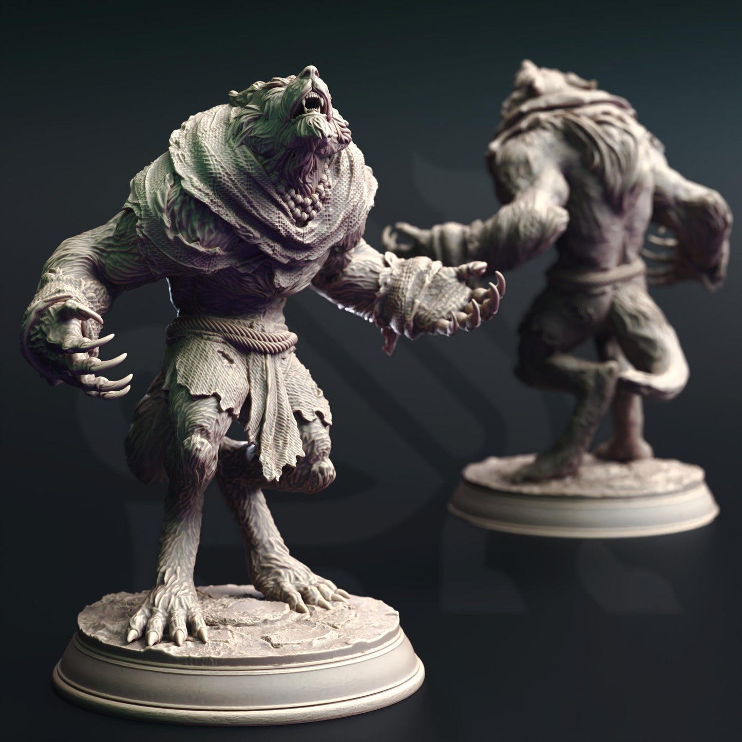 Werewolf Warriors Beasts Animals Figure 14k + Base Print 3D RPG Miniature Gift Idea mini | Dungeons & Dragons DND Tabletop | DM Stash