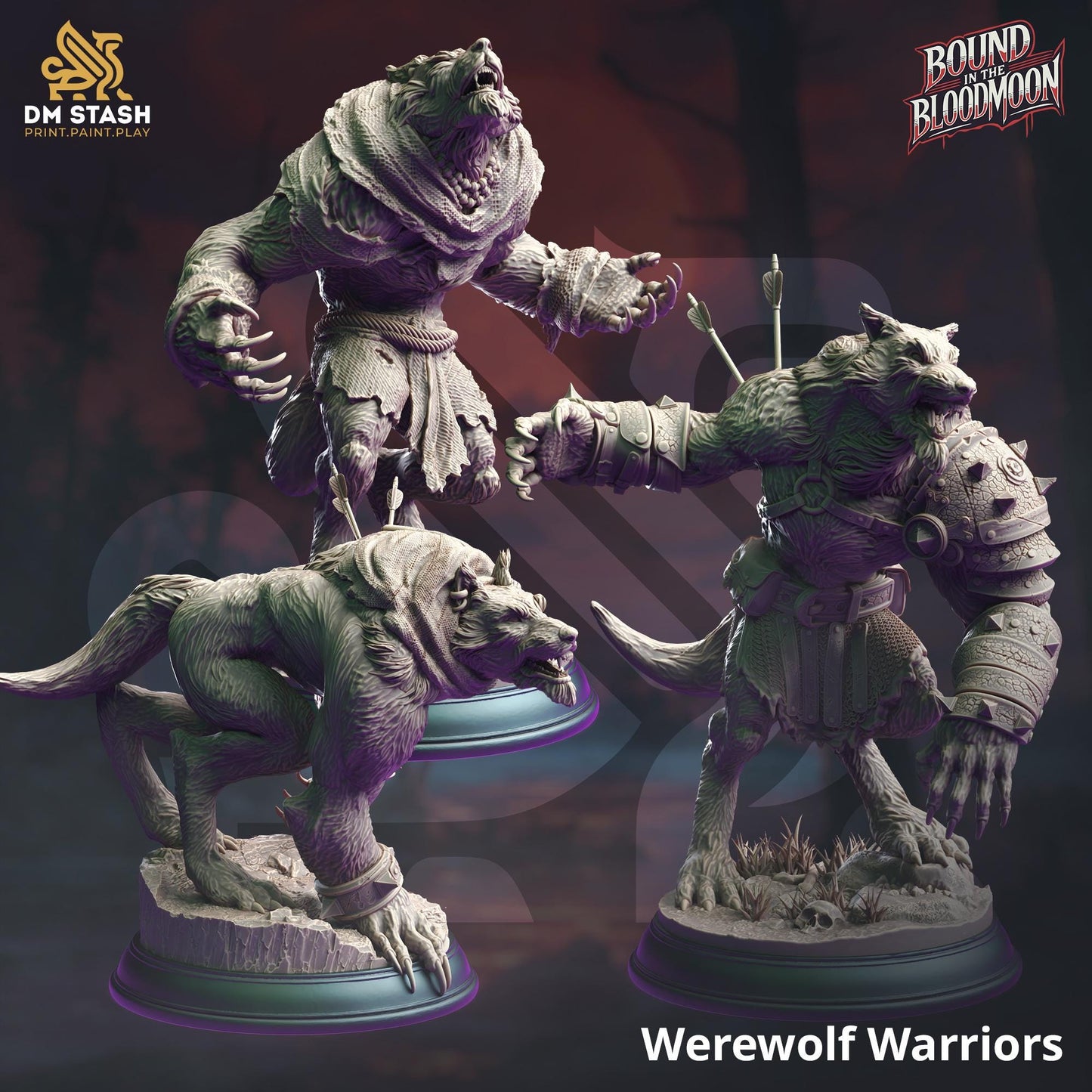 Werewolf Warriors Beasts Animals Figure 14k + Base Print 3D RPG Miniature Gift Idea mini | Dungeons & Dragons DND Tabletop | DM Stash