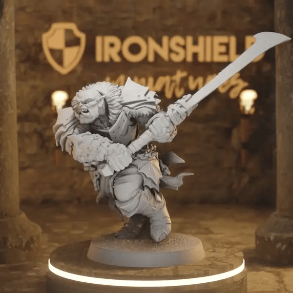 Ironcrag Orc 4 DnD miniature 360 turntable animation