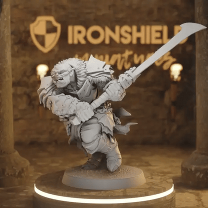 Ironcrag Orc 4 DnD miniature 360 turntable animation