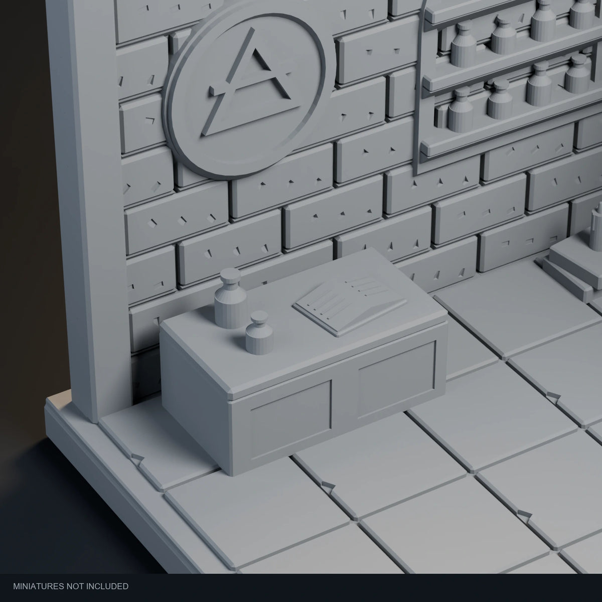 Close-up visualization of the open book on the workbench in the Alchemist’s Workshop display.