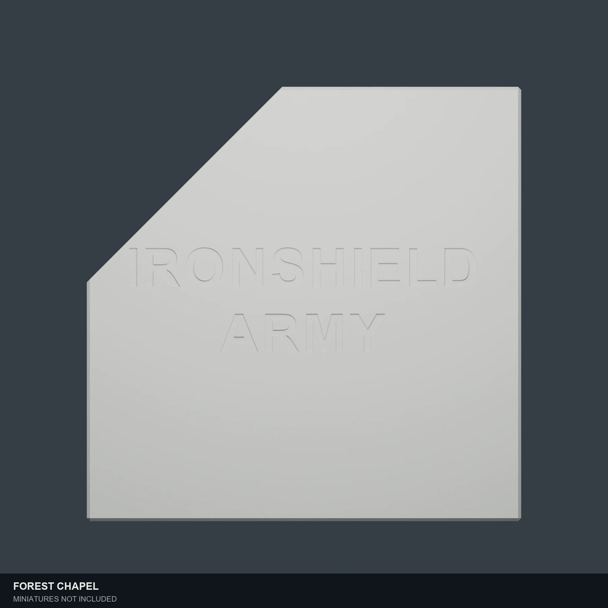 Underside visualization showing the IRONSHIELD ARMY engraving.