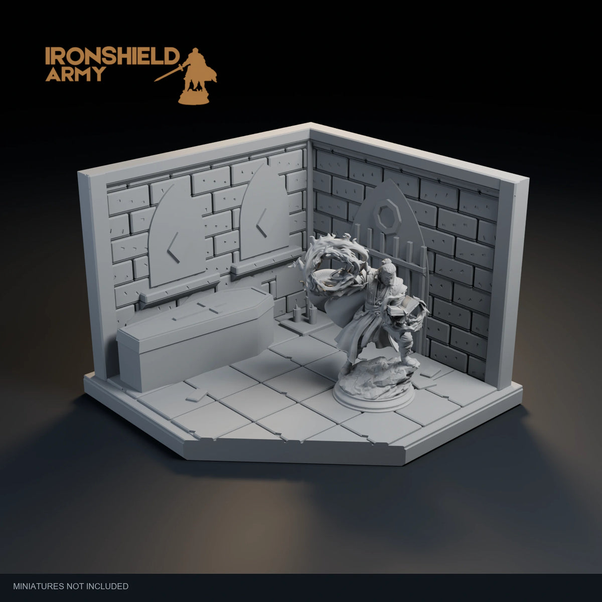 Necromancer’s Crypt visualization with Aaron shown for scale. Miniature not included.