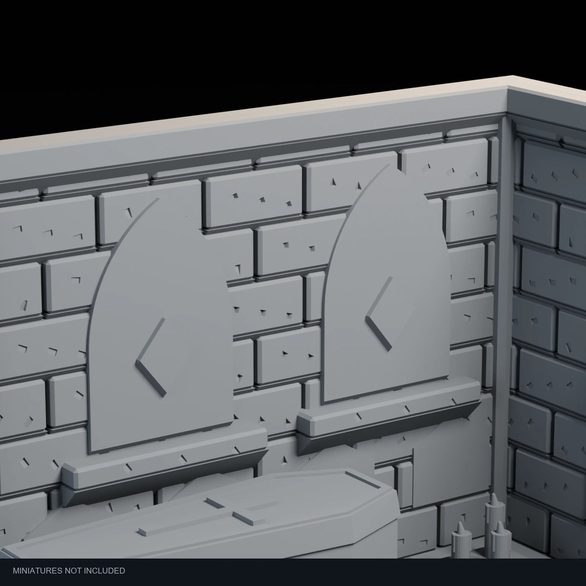 Close-up visualization of the sealed burial niches in the Necromancer’s Crypt display.