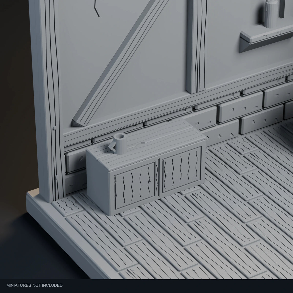 Close-up visualization of the sideboard and tankard in the Tavern display.