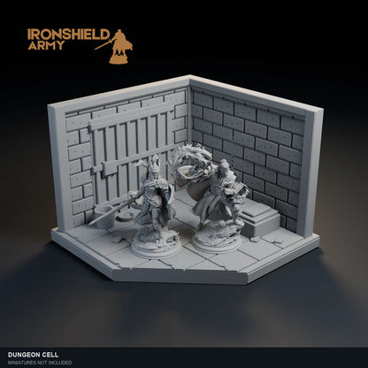 Dungeon Cell with Aaron and Alwine shown for scale. Miniatures and their bases not included.