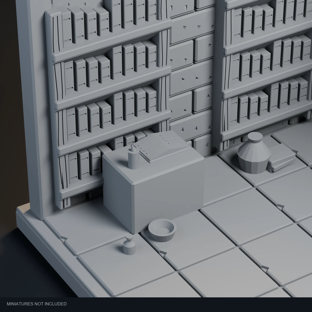 Close-up visualization of the lectern and open book in Wizard’s Library.