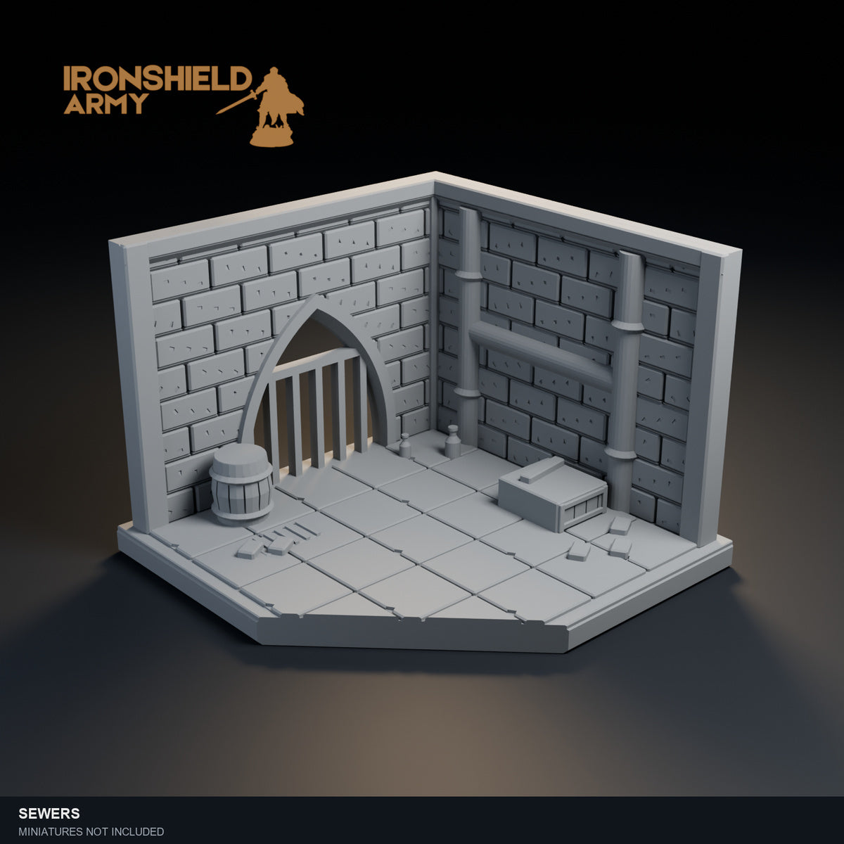 Sewers PLA display visualization. Physical unpainted scenery; miniatures not included.
