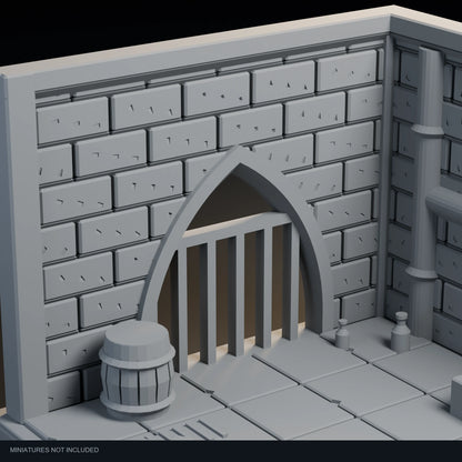 Close-up visualization of the barred archway in Sewers.