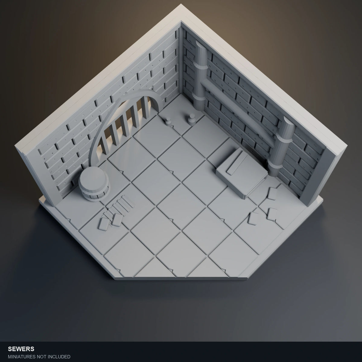 Top-angle visualization of Sewers, showing the sculpted floor and open central area.