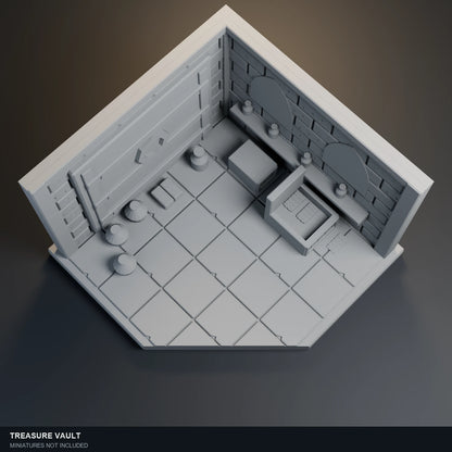 Top-angle visualization of Treasure Vault, showing the sculpted floor and open central area.