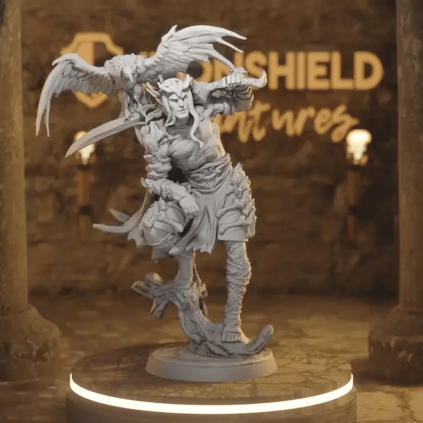 Knight of the Ashen Grove DnD miniature 360 turntable animation