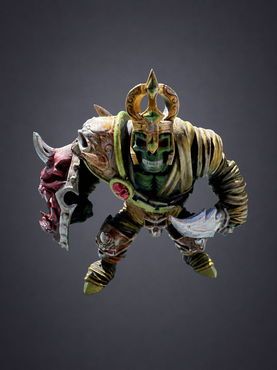Mummified Ogre hand-painted undead brute - 32mm resin DnD tabletop RPG miniature with cleaver and shield