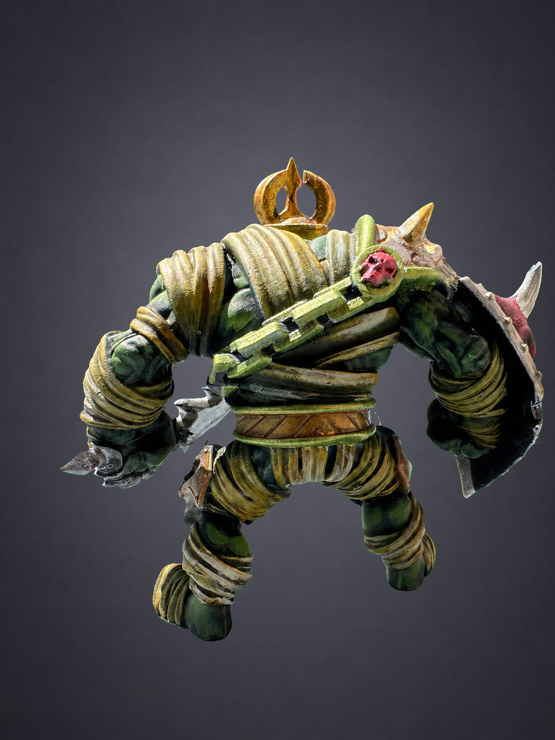 Mummified Ogre painted undead giant - rear view with bandage wraps and chain detail on 32mm resin figure