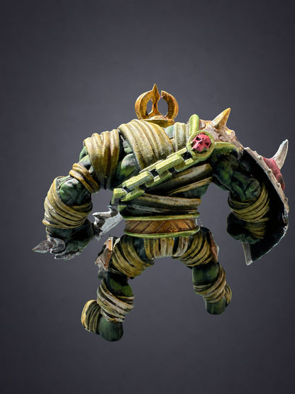 Mummified Ogre painted undead giant - rear view with bandage wraps and chain detail on 32mm resin figure