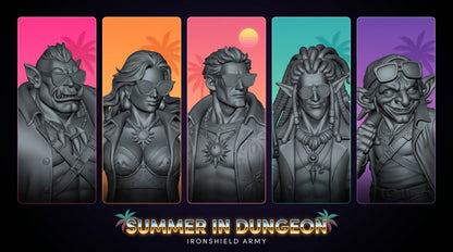 Summer in Dungeon - all 5 beach party adventurer miniatures