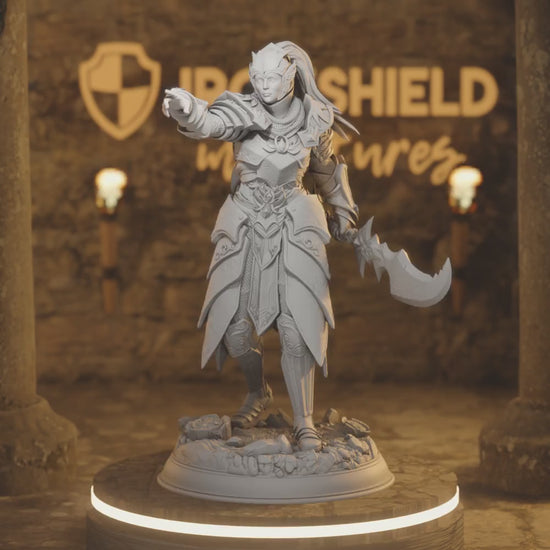 Cyrindeth High Elf Commander Paladin Fighter — 360° rotating view of 3D printed DnD miniature