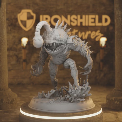 Alpha Giga Gluglin Deep Sea Fish Abomination — 360° rotating view of 3D printed DnD miniature