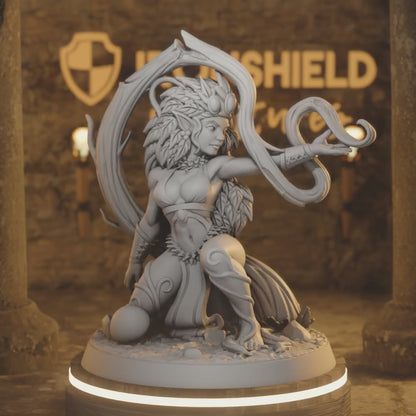 Dryad Woman Dryad Sorcerer Nature Spells — 360° rotating view of 3D printed DnD miniature