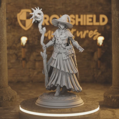 Alia Female Warlock Wizard Sorcerer — 360° rotating view of 3D printed DnD miniature