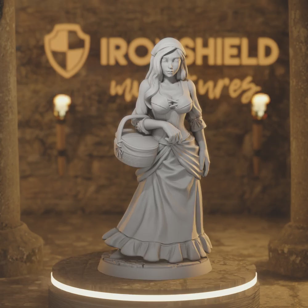Alice Human Female Npc Girl — 360° rotating view of 3D printed DnD miniature