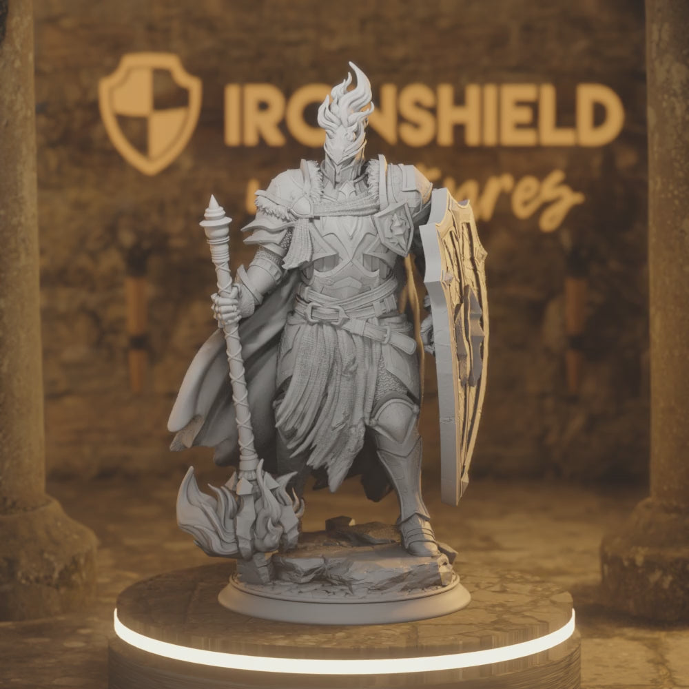 Glancalion Human Paladin DnD miniature 3D printed resin tabletop RPG figure