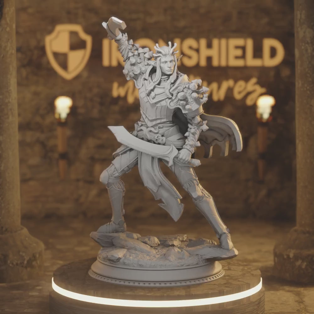Ordained – High Priest of the Shrouded Veil Drow Elf — 360° rotating view of 3D printed DnD miniature