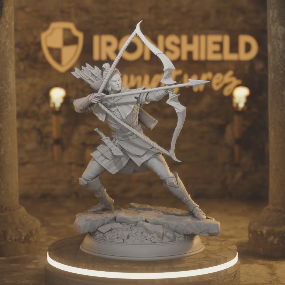 Elven Ranger - Ervion ro Estel Wild Archer — 360° rotating view of 3D printed DnD miniature